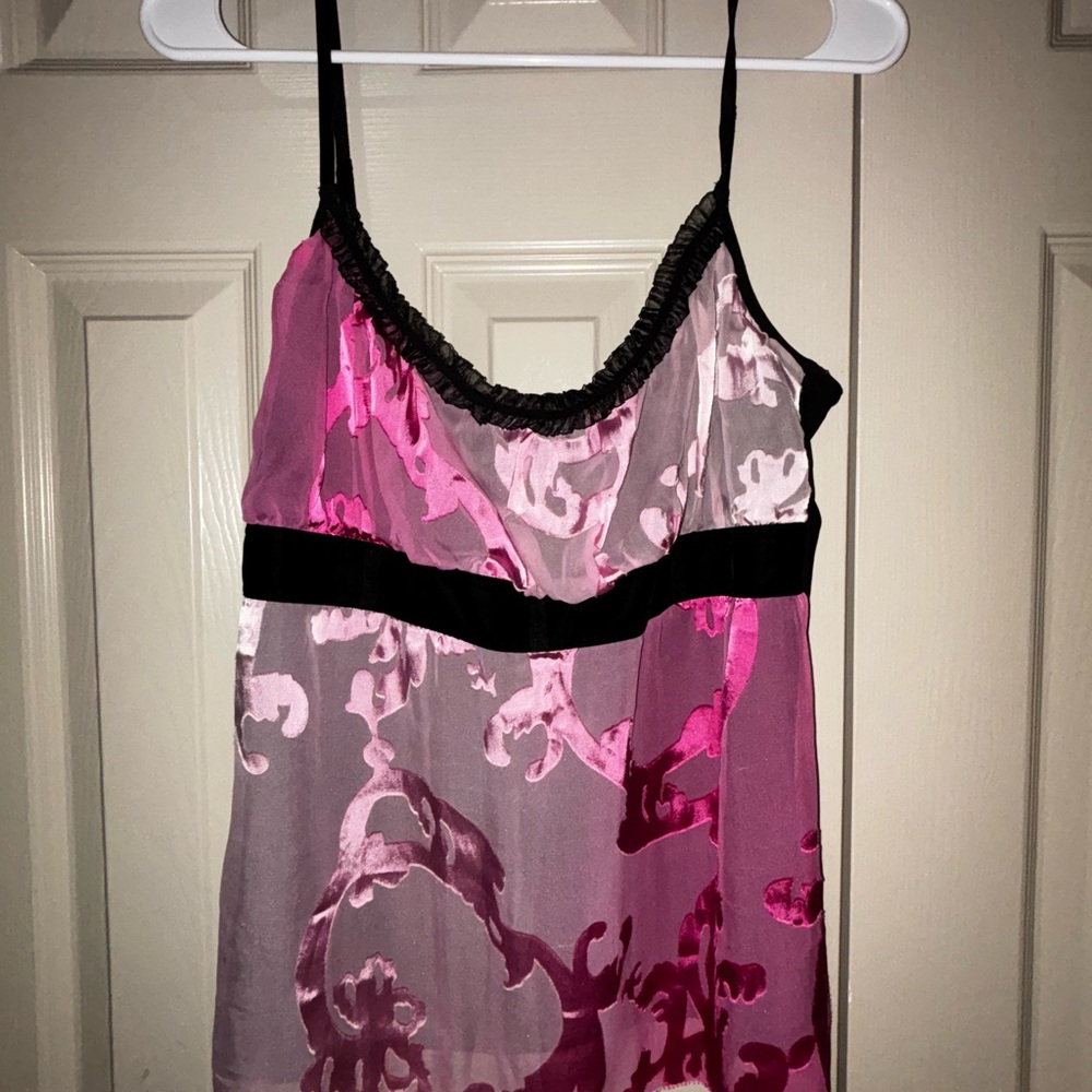 Elegant Pink and Black Women's tank, 2000’s vintage vibe